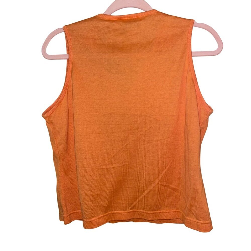 Emanuel Ungaro Womens Top Size Large Orange Sleeveless Knit Pure Cotton - Picture 2 of 7